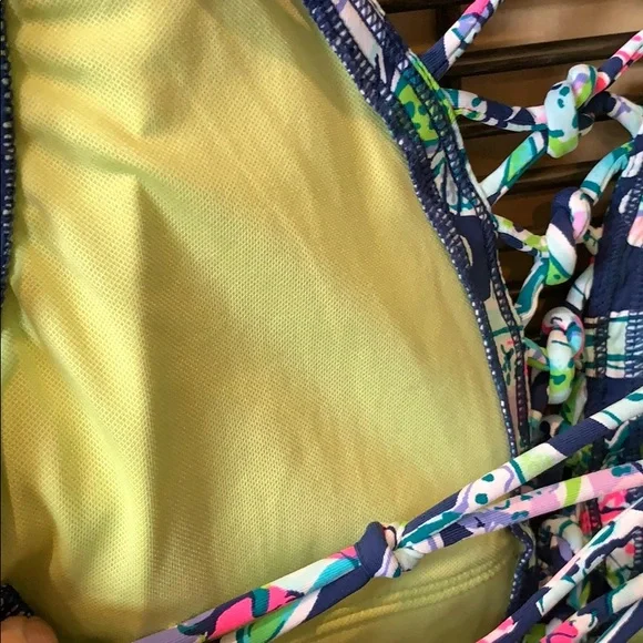 Lilly Pulitzer Isle Lattice One Piece Swim Suit 0 Deep Sea Navy Sway This Way - Picture 7 of 8